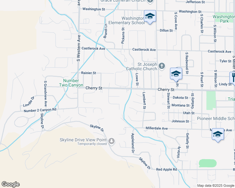 map of restaurants, bars, coffee shops, grocery stores, and more near 1598 Pacific Lane in Wenatchee