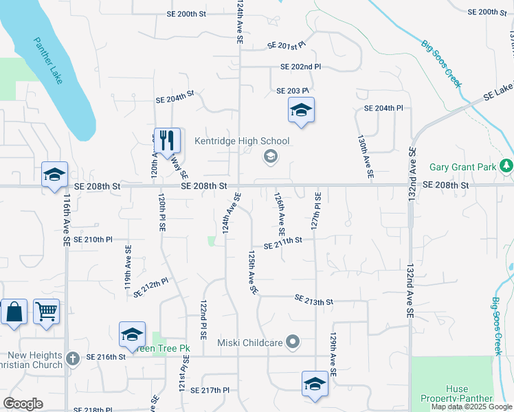 map of restaurants, bars, coffee shops, grocery stores, and more near 20824 125th Avenue Southeast in Kent