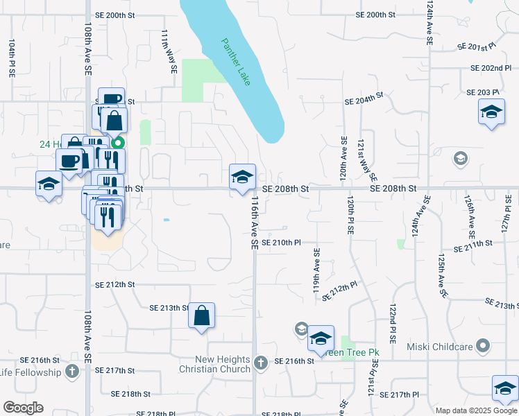 map of restaurants, bars, coffee shops, grocery stores, and more near 20828 116th Avenue Southeast in Kent