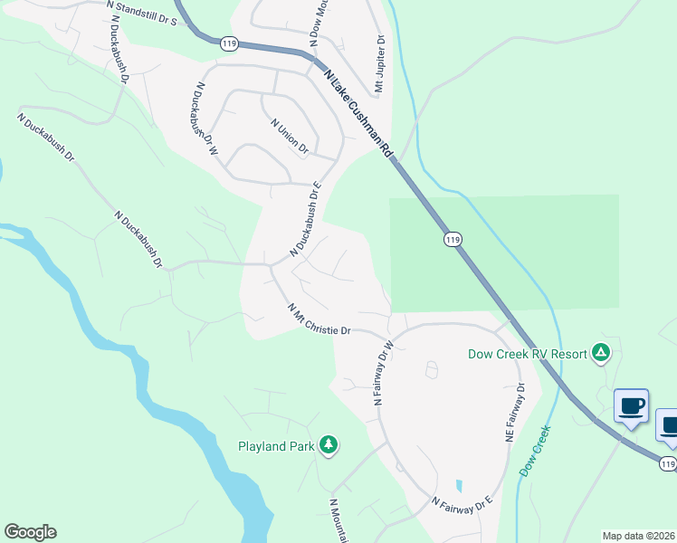 map of restaurants, bars, coffee shops, grocery stores, and more near 111 North Mount Noyes Way in Hoodsport