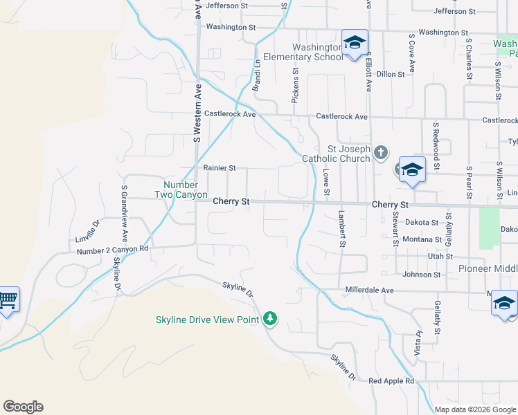map of restaurants, bars, coffee shops, grocery stores, and more near 1625 Cherry Street in Wenatchee