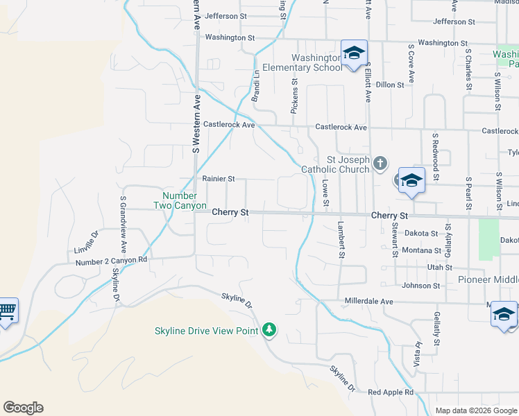 map of restaurants, bars, coffee shops, grocery stores, and more near 1625 Cherry Street in Wenatchee