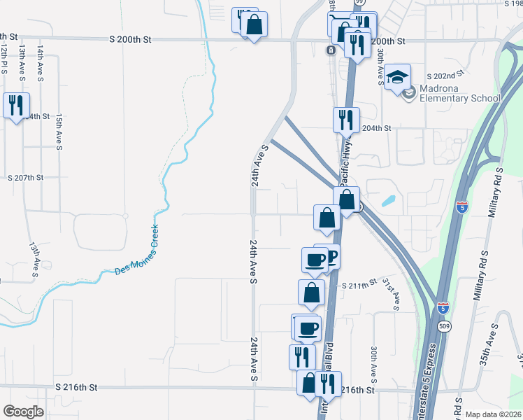 map of restaurants, bars, coffee shops, grocery stores, and more near in Des Moines