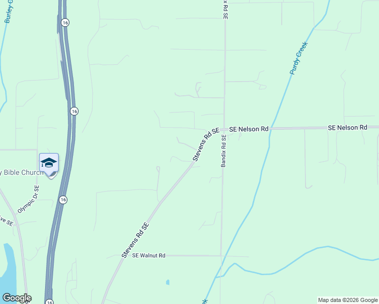 map of restaurants, bars, coffee shops, grocery stores, and more near 14972 Stevens Road Southeast in Olalla