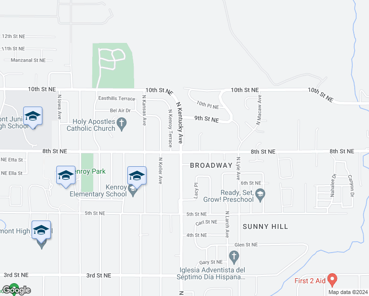 map of restaurants, bars, coffee shops, grocery stores, and more near 801 North Kentucky Avenue in East Wenatchee