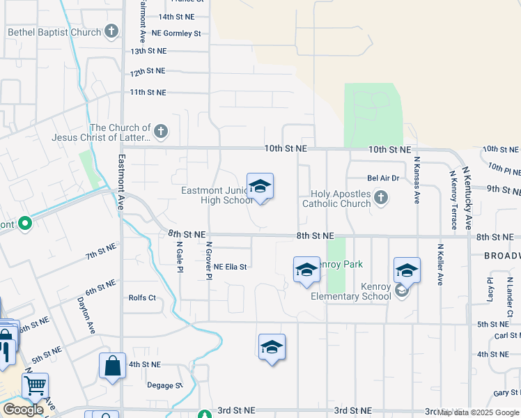 map of restaurants, bars, coffee shops, grocery stores, and more near 905 8th Street Northeast in East Wenatchee