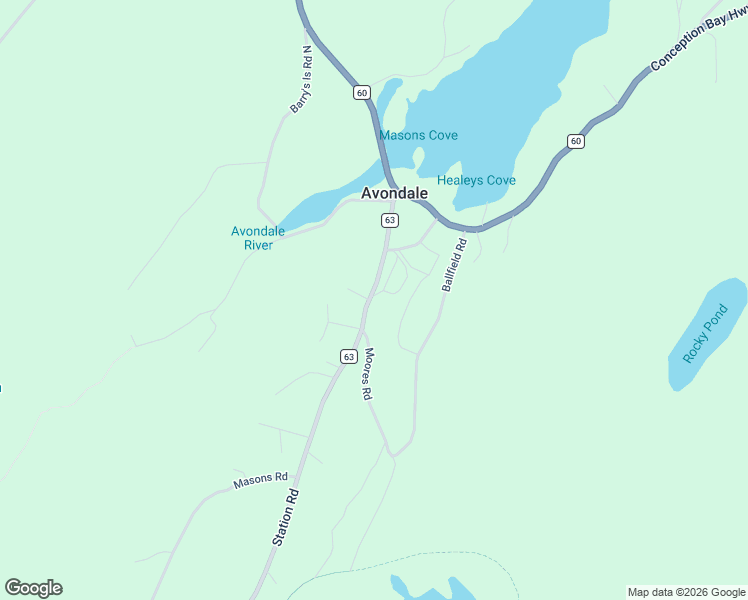 map of restaurants, bars, coffee shops, grocery stores, and more near 26 Newfoundland and Labrador 63 in Avondale