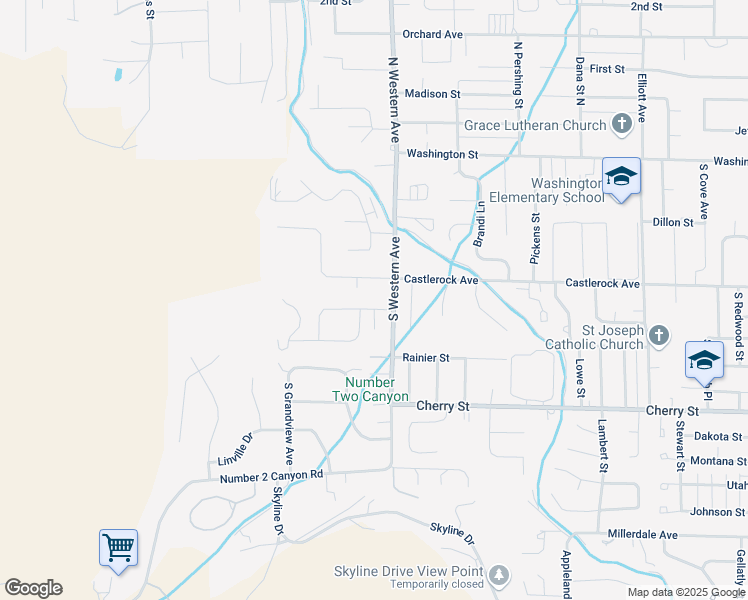 map of restaurants, bars, coffee shops, grocery stores, and more near 510 South Western Avenue in Wenatchee