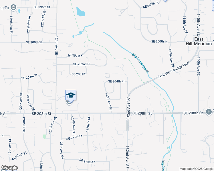 map of restaurants, bars, coffee shops, grocery stores, and more near 20433 130th Avenue Southeast in Kent