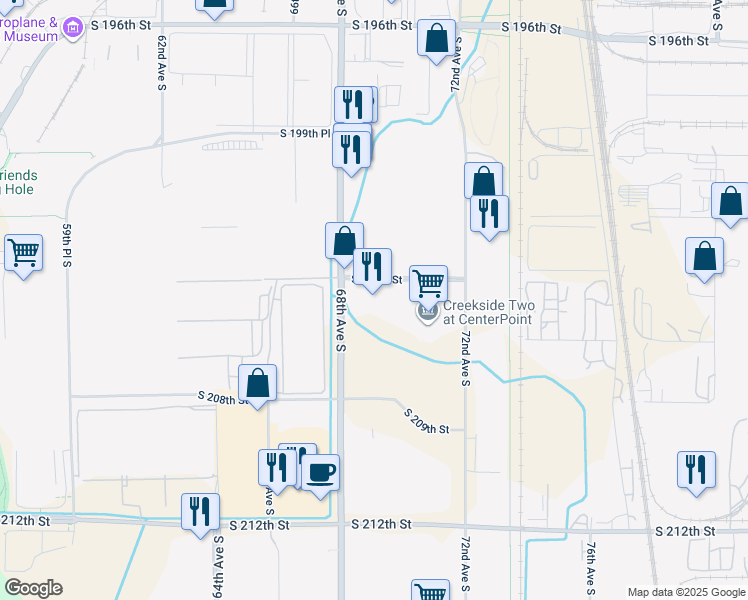 map of restaurants, bars, coffee shops, grocery stores, and more near 6811 South 204th Street in Kent