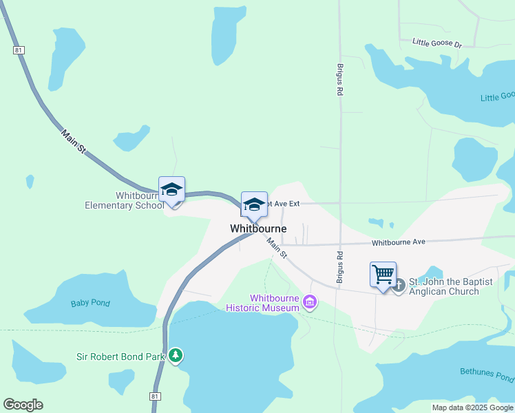 map of restaurants, bars, coffee shops, grocery stores, and more near 18 Cabot Avenue in Whitbourne