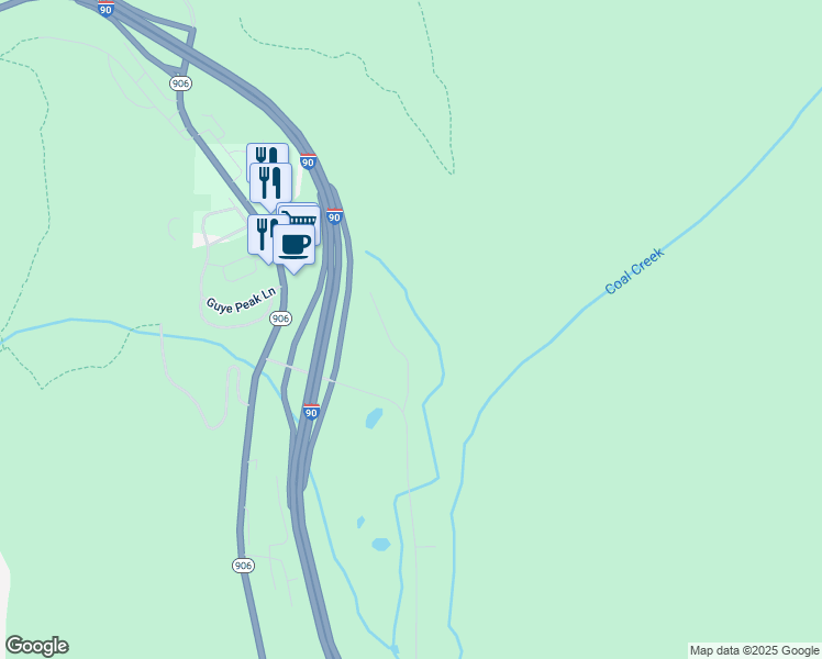 map of restaurants, bars, coffee shops, grocery stores, and more near 101 Yellowstone Road in Snoqualmie Pass