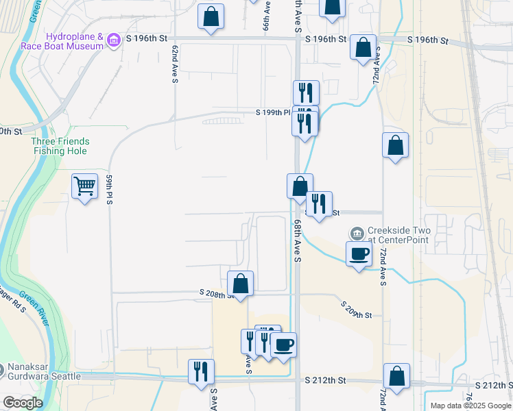 map of restaurants, bars, coffee shops, grocery stores, and more near 6906 South 204th Street in Kent
