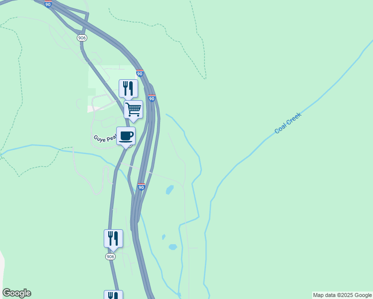 map of restaurants, bars, coffee shops, grocery stores, and more near 101 Yellowstone Road in Snoqualmie Pass