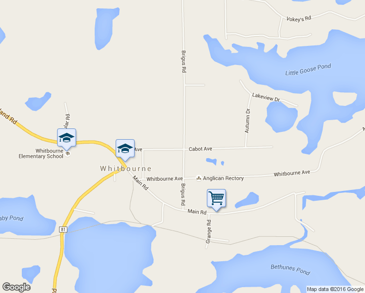 map of restaurants, bars, coffee shops, grocery stores, and more near 59 Cabot Avenue in Brigus Junction