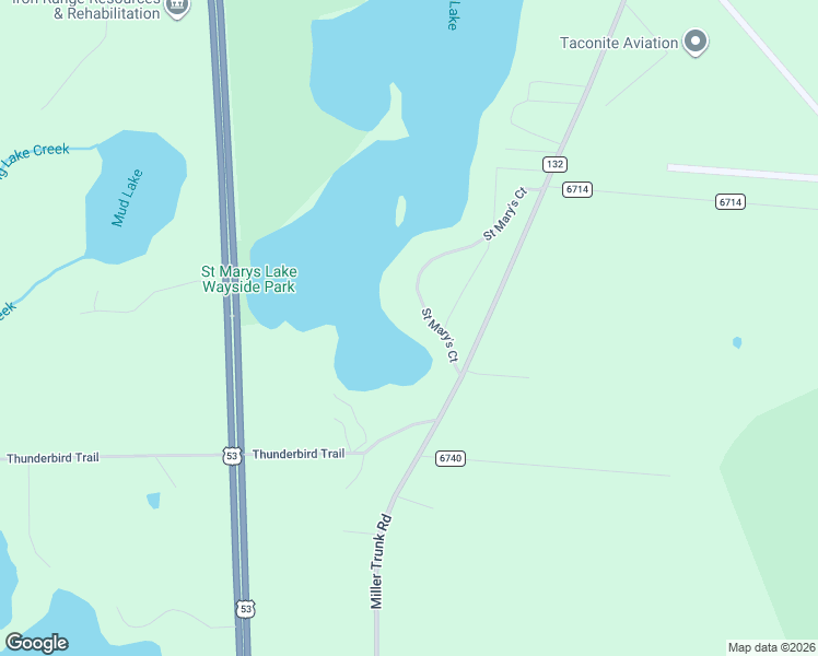 map of restaurants, bars, coffee shops, grocery stores, and more near 3001-3073 Saint Marys Court in Eveleth