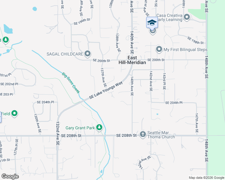 map of restaurants, bars, coffee shops, grocery stores, and more near 13733 Southeast 202nd Place in Kent