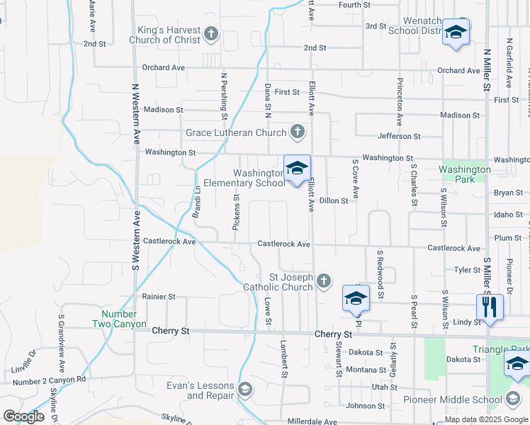 map of restaurants, bars, coffee shops, grocery stores, and more near 163 Quail Run Boulevard in Wenatchee