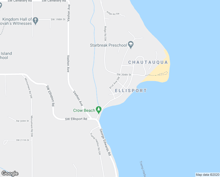 map of restaurants, bars, coffee shops, grocery stores, and more near 9906 Southwest 206th Place in Vashon