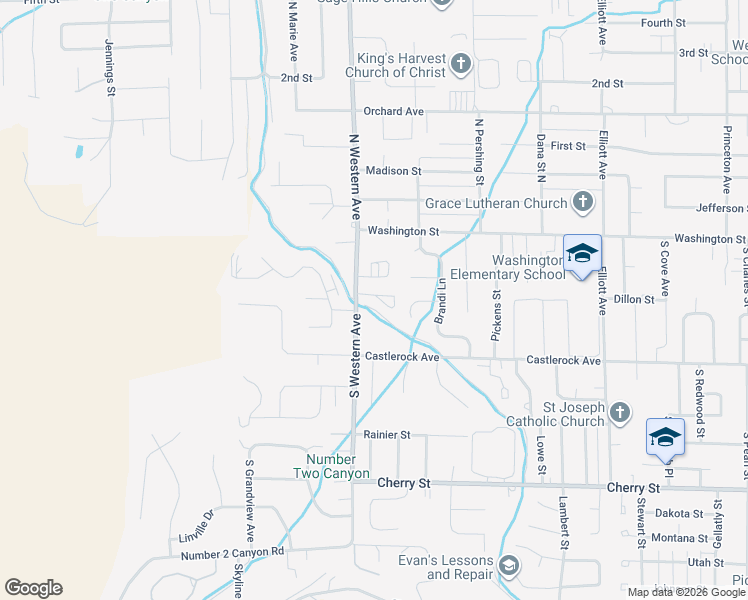 map of restaurants, bars, coffee shops, grocery stores, and more near 205 South Western Avenue in Wenatchee