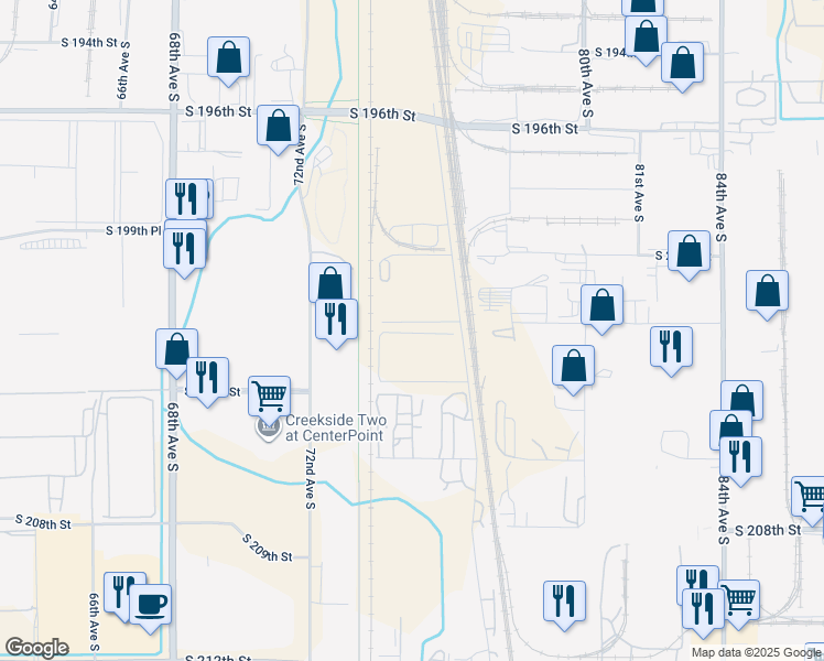 map of restaurants, bars, coffee shops, grocery stores, and more near 7409 South 202nd Street in Kent