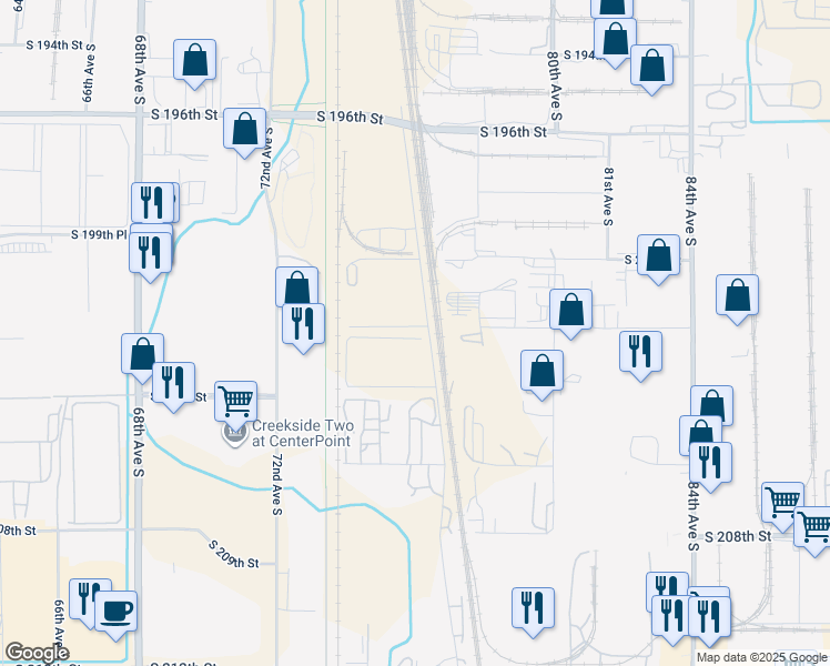 map of restaurants, bars, coffee shops, grocery stores, and more near 7421 South 202nd Street in Kent