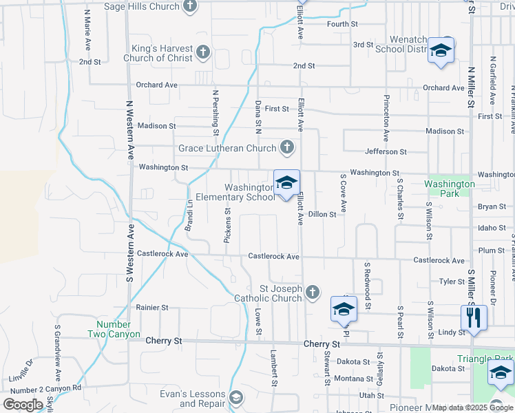 map of restaurants, bars, coffee shops, grocery stores, and more near 163 Quail Run Boulevard in Wenatchee