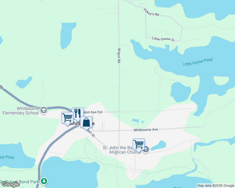 map of restaurants, bars, coffee shops, grocery stores, and more near 73 Brigus Road in Brigus Junction