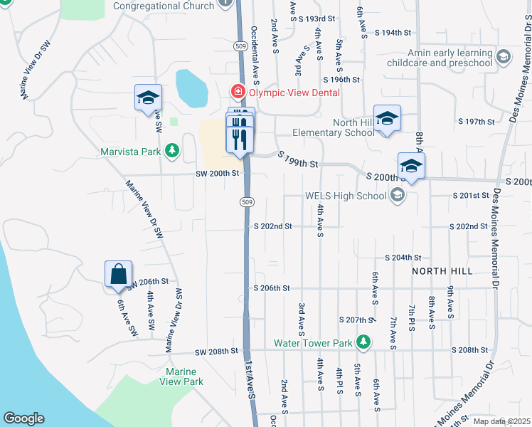 map of restaurants, bars, coffee shops, grocery stores, and more near 131 South 202nd Street in Des Moines