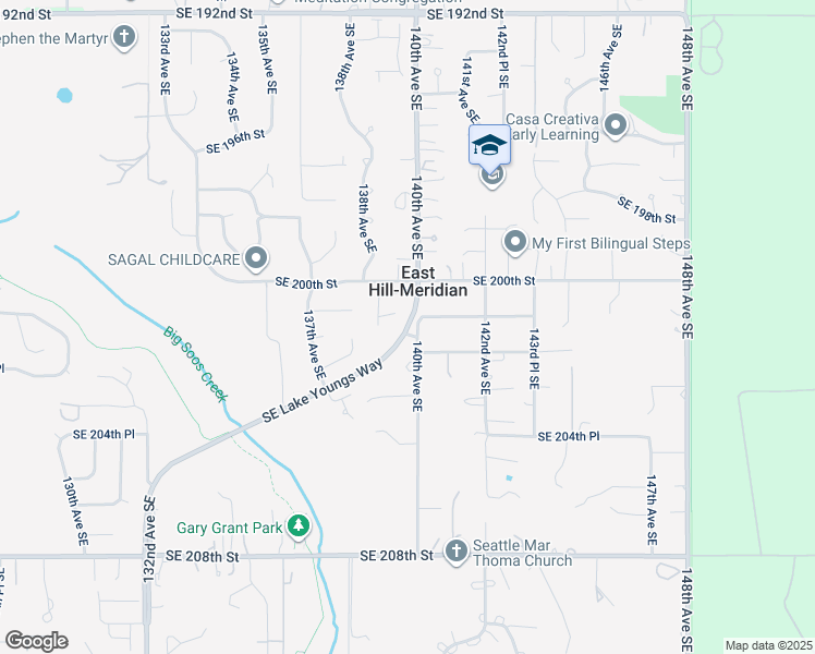 map of restaurants, bars, coffee shops, grocery stores, and more near 20018 139th Way Southeast in Kent
