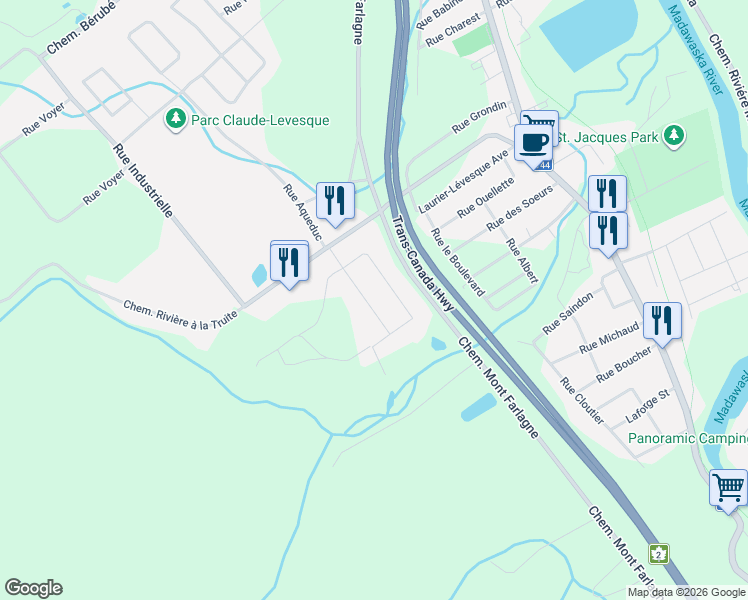 map of restaurants, bars, coffee shops, grocery stores, and more near in Edmundston