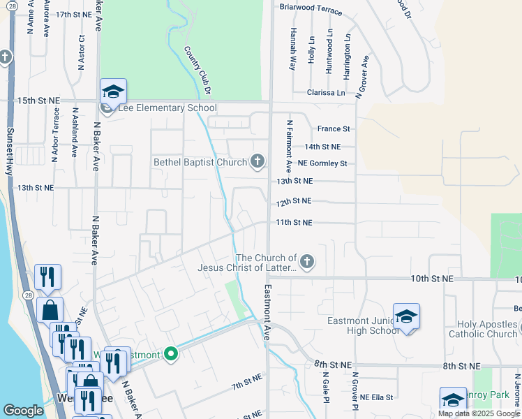 map of restaurants, bars, coffee shops, grocery stores, and more near 1245 Eastmont Avenue in East Wenatchee