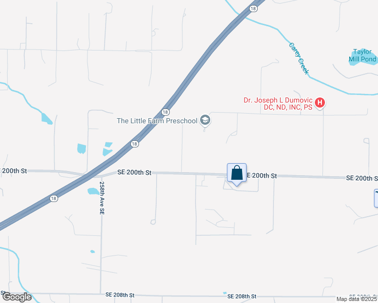 map of restaurants, bars, coffee shops, grocery stores, and more near 26208 Southeast 200th Street in Maple Valley