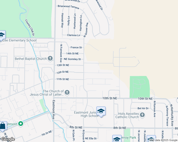map of restaurants, bars, coffee shops, grocery stores, and more near 1201 North Grover Place in East Wenatchee