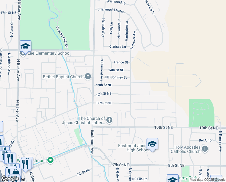 map of restaurants, bars, coffee shops, grocery stores, and more near 713 12th Street Northeast in East Wenatchee
