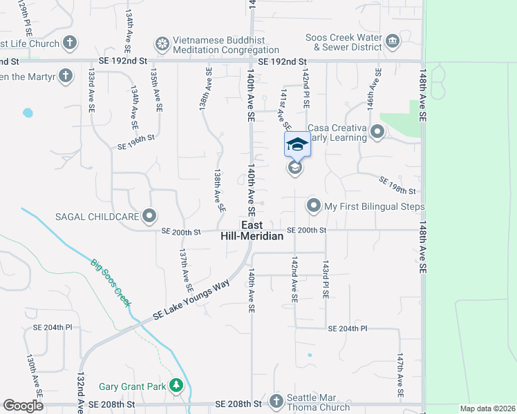 map of restaurants, bars, coffee shops, grocery stores, and more near 14011 Southeast 198th Place in Renton