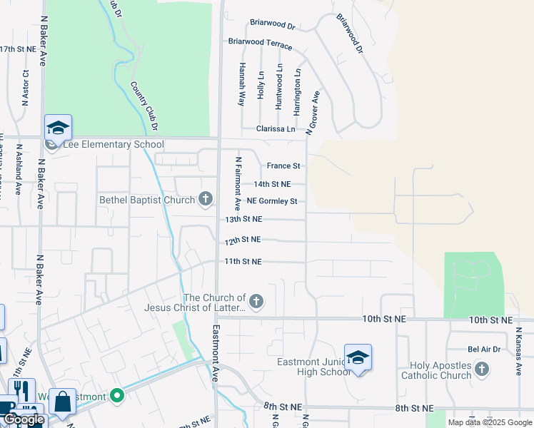 map of restaurants, bars, coffee shops, grocery stores, and more near 713 12th Street Northeast in East Wenatchee