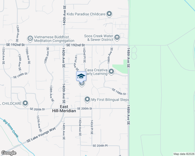 map of restaurants, bars, coffee shops, grocery stores, and more near 14332 Southeast 196th Court in Renton
