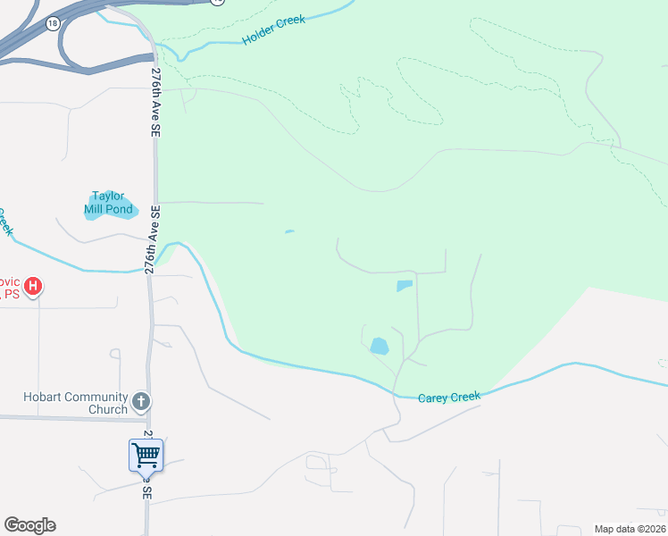 map of restaurants, bars, coffee shops, grocery stores, and more near 19707 288th Avenue Southeast in Maple Valley