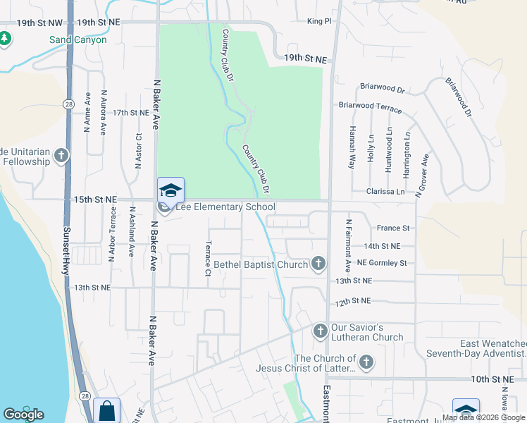 map of restaurants, bars, coffee shops, grocery stores, and more near 481 15th Street Northeast in East Wenatchee