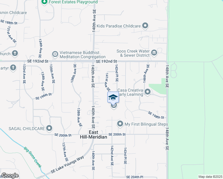 map of restaurants, bars, coffee shops, grocery stores, and more near 14055 Southeast 195th Place in Renton