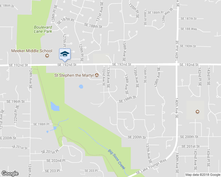 map of restaurants, bars, coffee shops, grocery stores, and more near 19430 133rd Avenue Southeast in Renton