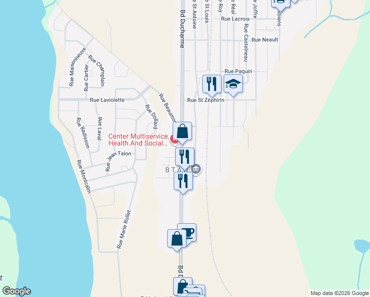 map of restaurants, bars, coffee shops, grocery stores, and more near 886 Boulevard Ducharme in La Tuque