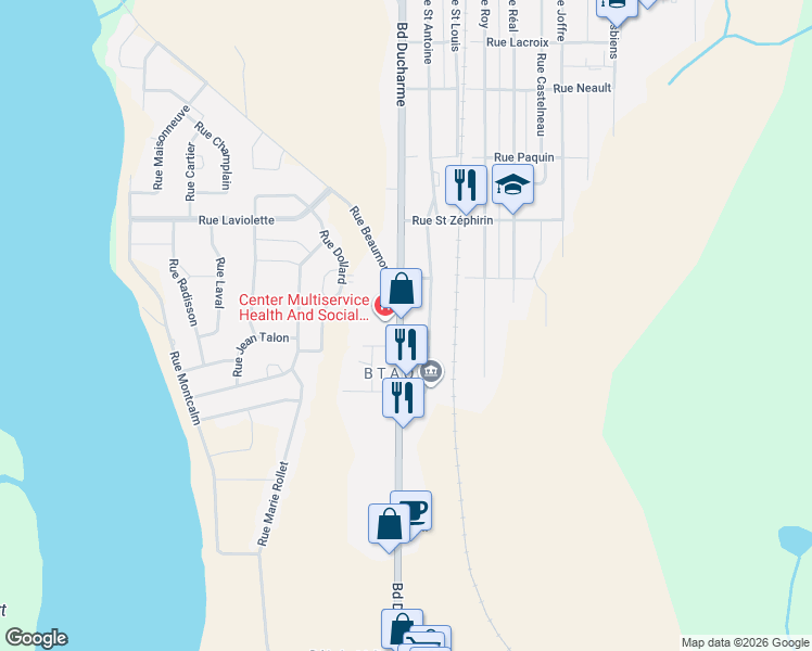 map of restaurants, bars, coffee shops, grocery stores, and more near 886 Boulevard Ducharme in La Tuque