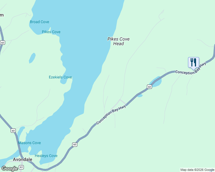 map of restaurants, bars, coffee shops, grocery stores, and more near 584 Conception Bay Highway in Harbour Main-Chapel Cove-Lakeview