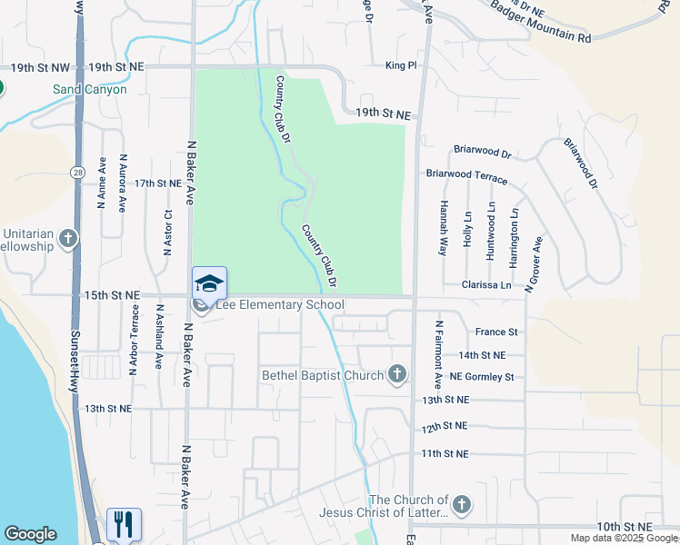 map of restaurants, bars, coffee shops, grocery stores, and more near 1507 North Country Club Drive in East Wenatchee