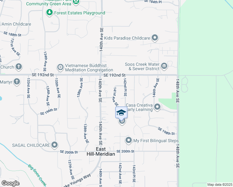 map of restaurants, bars, coffee shops, grocery stores, and more near 19322 141st Avenue Southeast in Renton