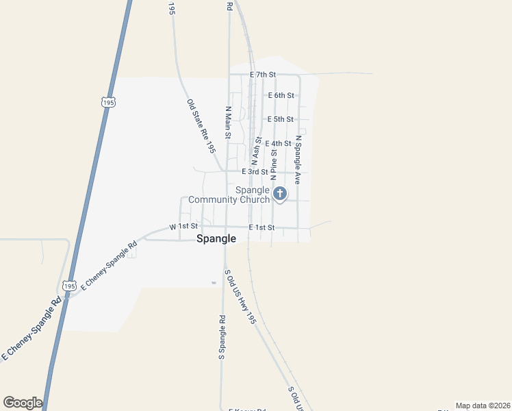 map of restaurants, bars, coffee shops, grocery stores, and more near 140 North Ash Street in Spangle