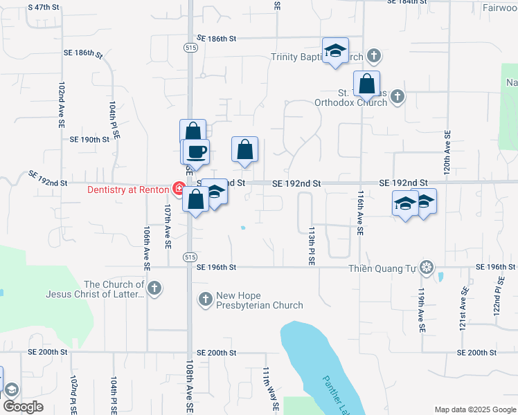 map of restaurants, bars, coffee shops, grocery stores, and more near 19307 112th Avenue Southeast in Renton