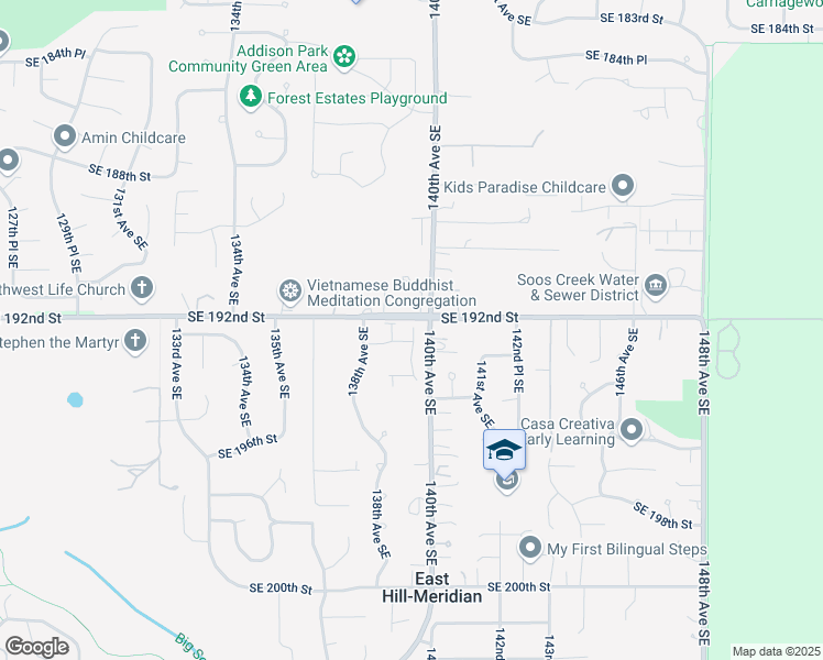 map of restaurants, bars, coffee shops, grocery stores, and more near 19201 139th Place Southeast in Renton